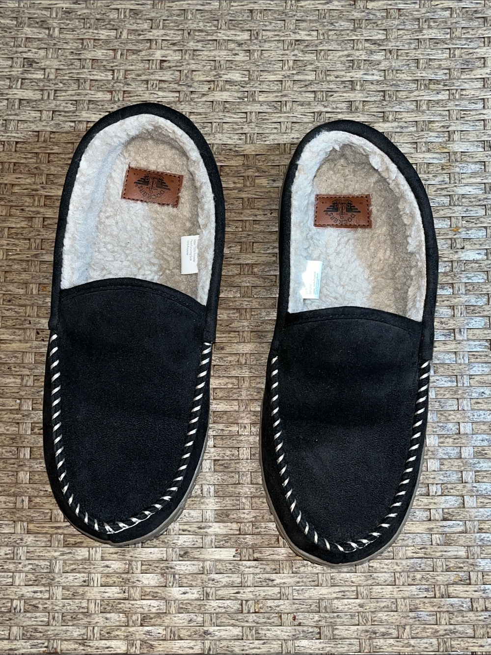 Men's Black Faux-Suede Sherpa-Lined Slip-On Loafers